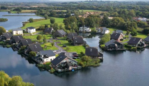 View of the properties located on Waters Edge Lake